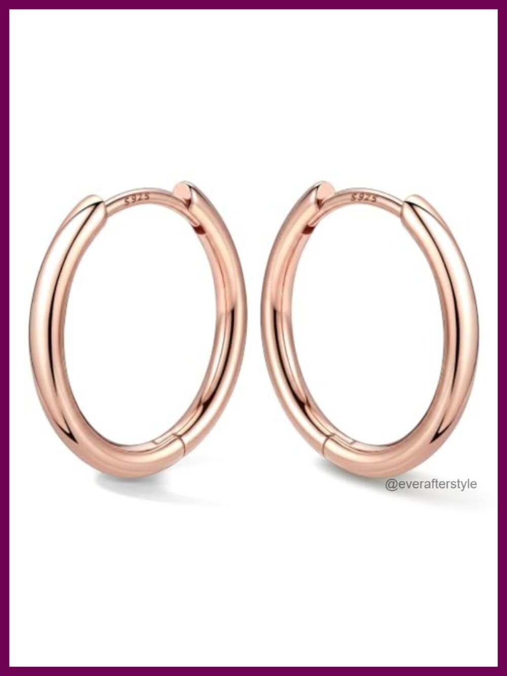 Sterling Silver Post Rose Gold Hoop Earrings for Women Hypoallergenic 12mm